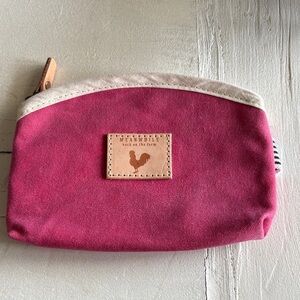 Meanwhile Back On The farm, hot pink canvas cosmetic bag